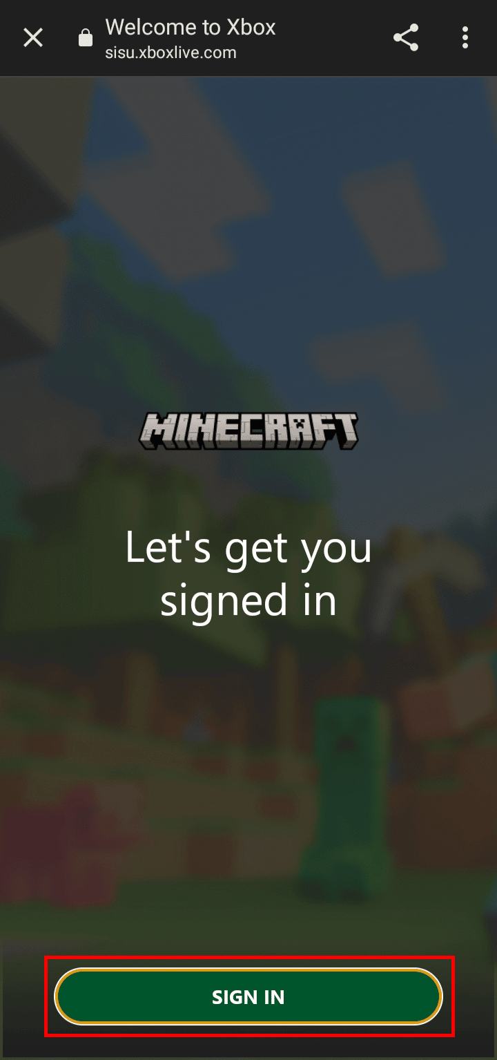 Stuknij w przycisk ZALOGUJ SIĘ | Jak zmienić konto Microsoft w Minecraft PE