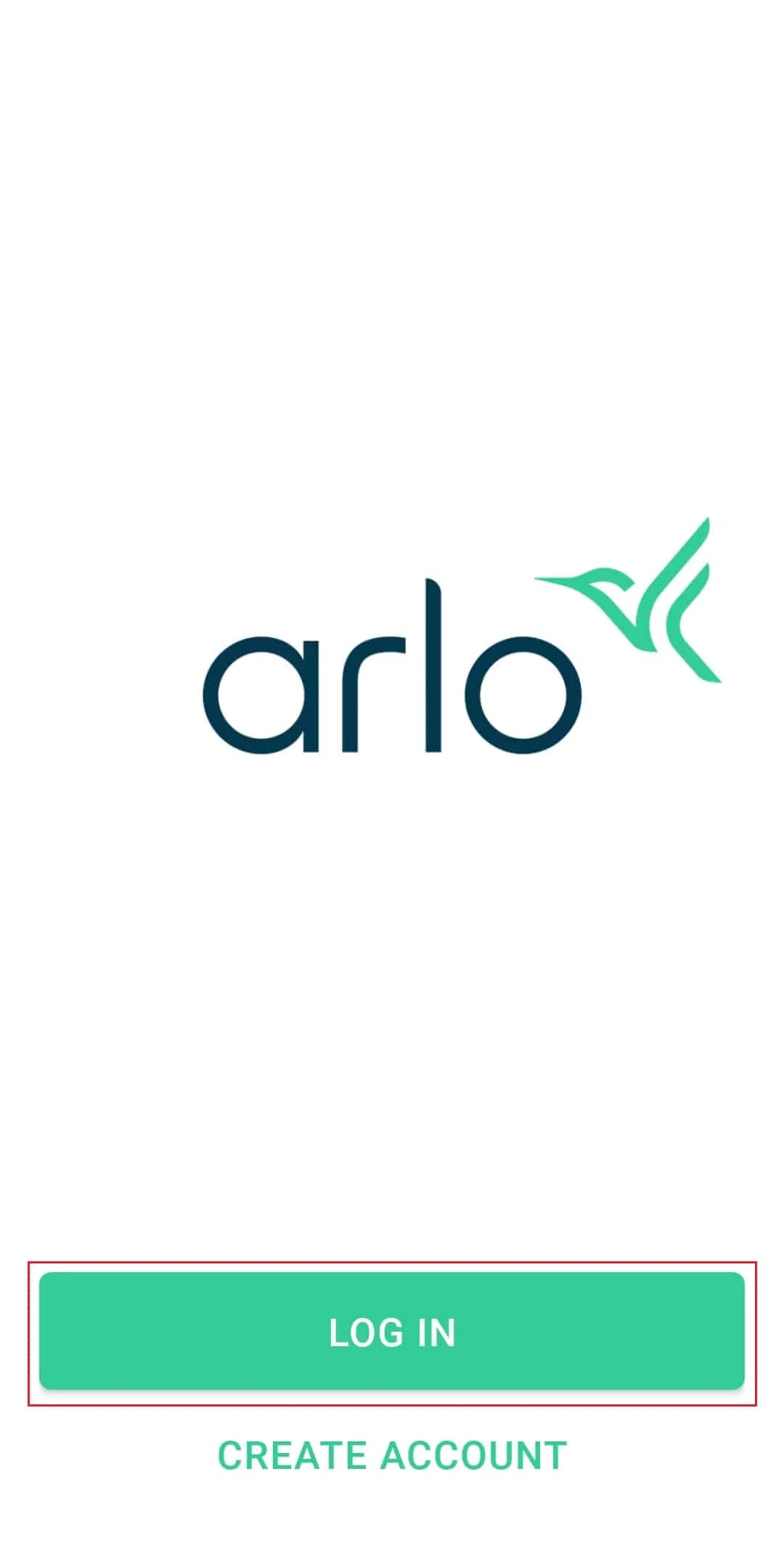 faça login no aplicativo arlo