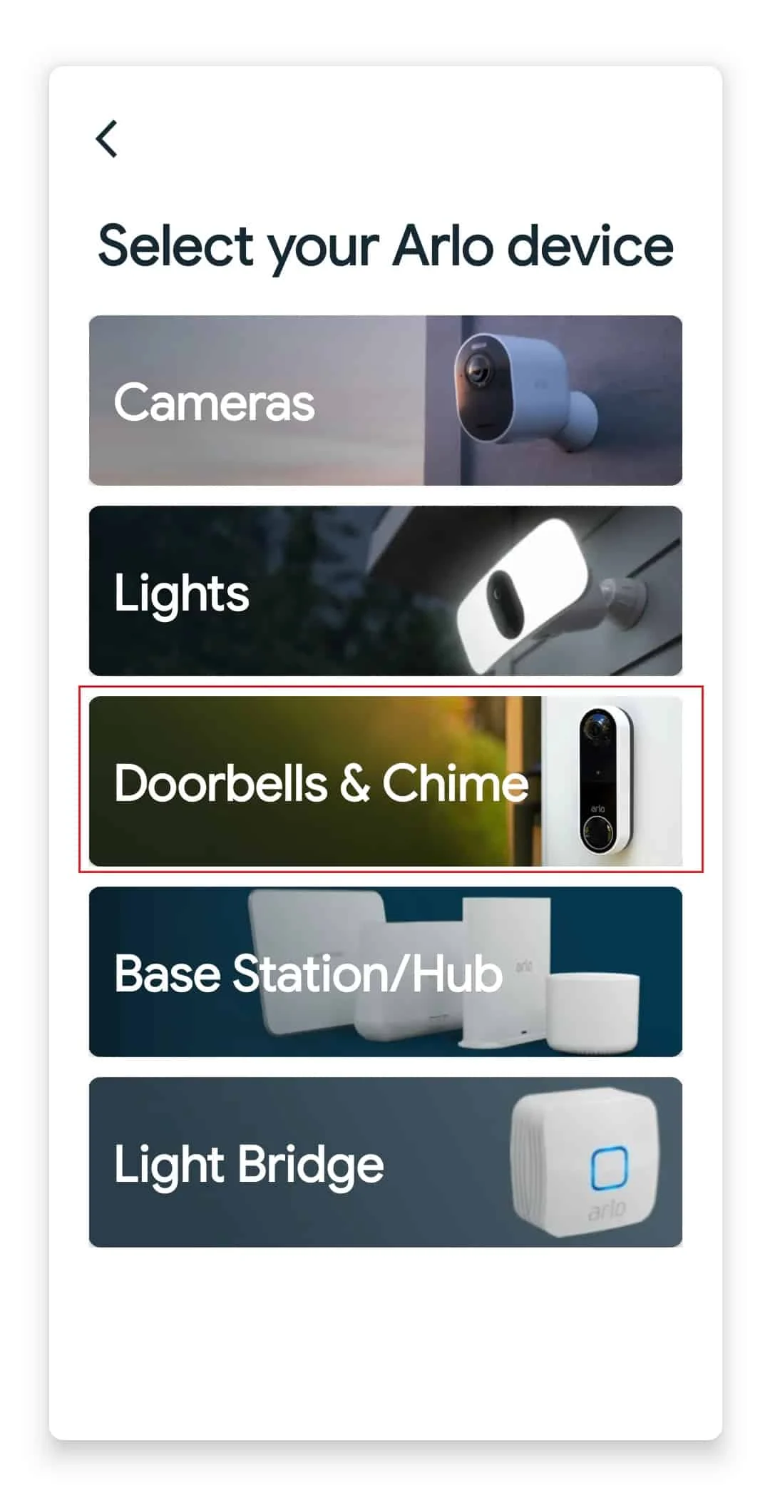 在 Arlo app 中選擇門鈴和鈴聲