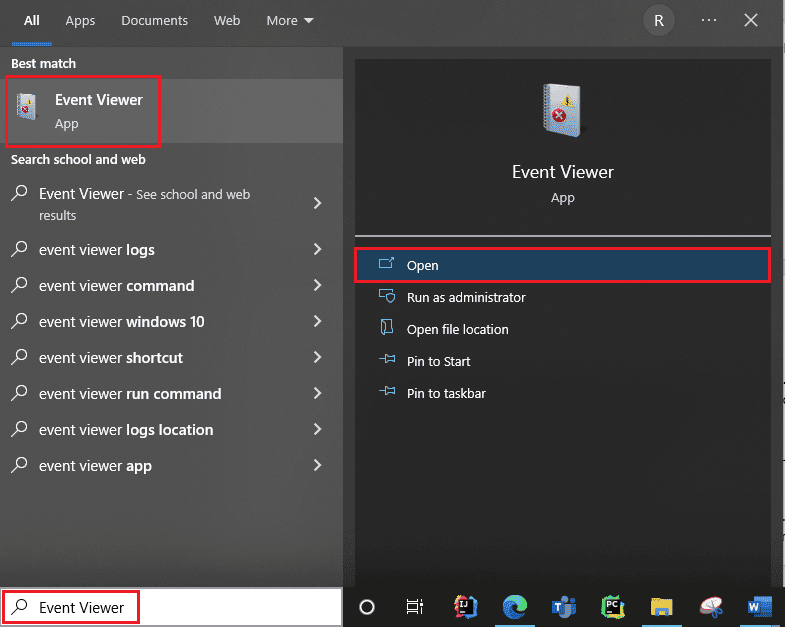 apri il visualizzatore di eventi. Come visualizzare i registri degli arresti anomali e i registri degli errori di Windows 10