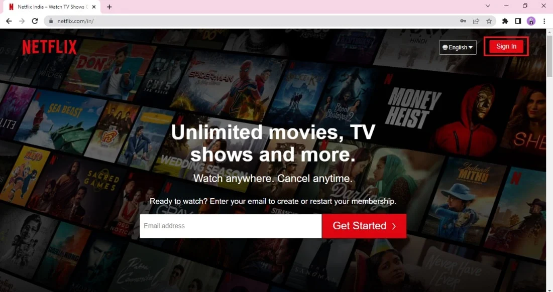 Klik Masuk. Perbaiki Netflix, maafkan gangguannya