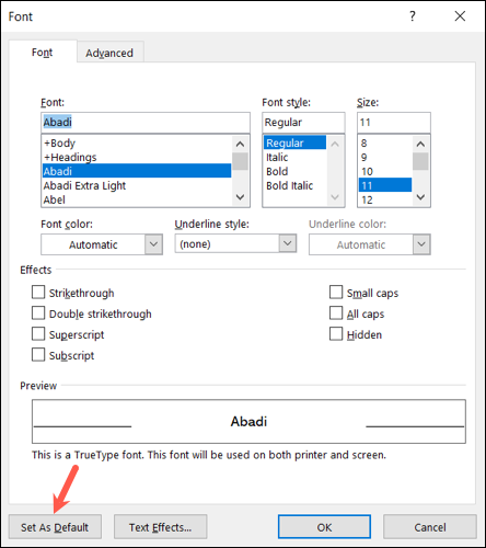 Configuración de fuentes en Word