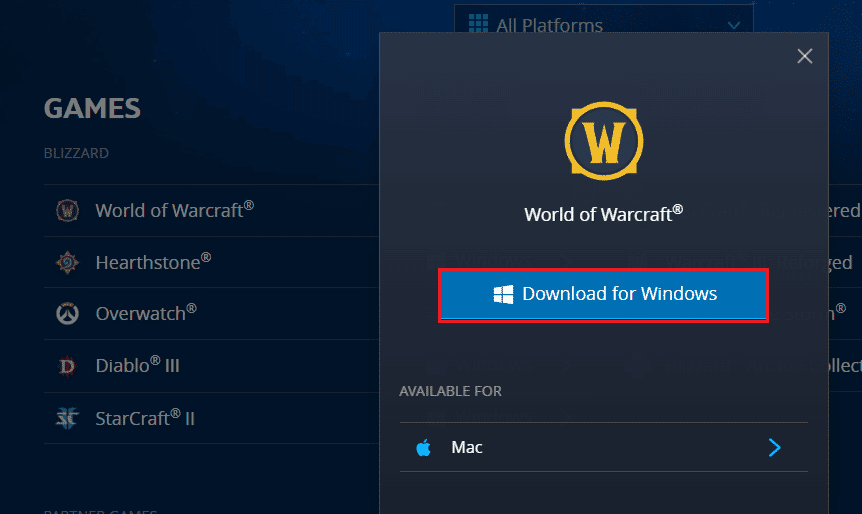 เยี่ยมชมเว็บไซต์ทางการของ Blizzard เพื่อดาวน์โหลด World of Warcraft แก้ไข World of Warcraft ไม่สามารถตรวจสอบเวอร์ชันของเกมได้