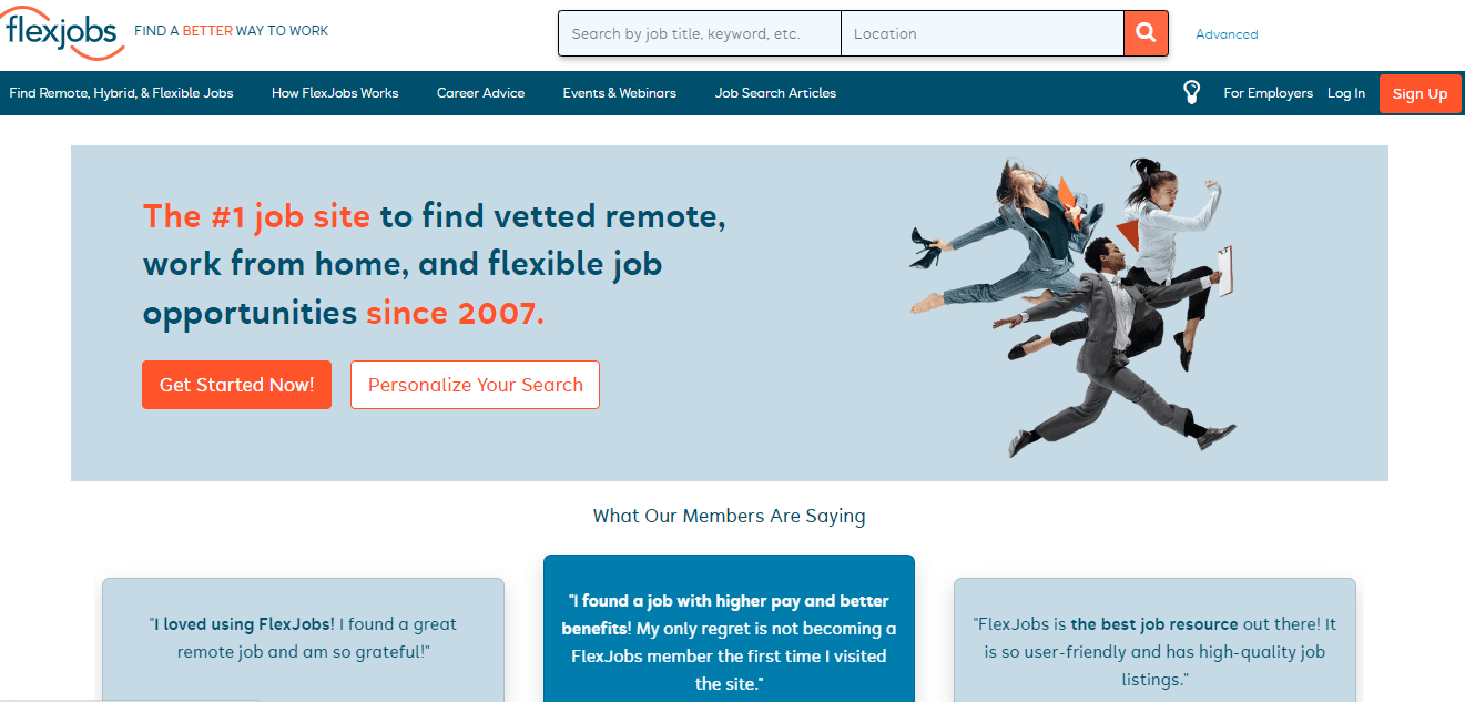 Situs web resmi Flexjobs