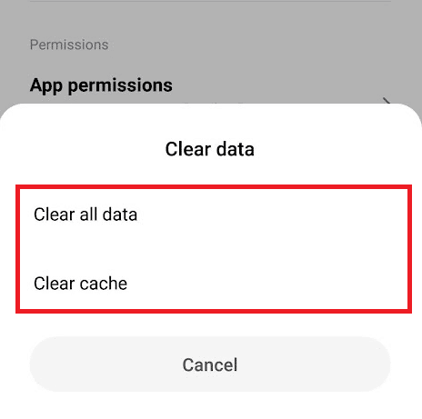 Appuyez sur Effacer le cache et Effacer toutes les options de données et confirmez les popups un par un