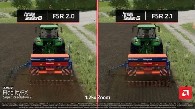 การเปรียบเทียบฟุตเทจเกมคอมพิวเตอร์โดยใช้ FSR 2 และ FSR 2.1