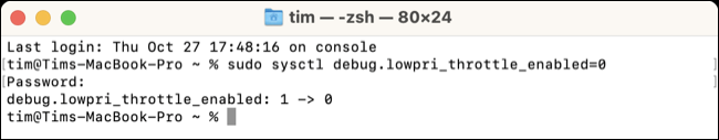 Ejecute el comando Terminal para deshabilitar la limitación de la operación del disco de baja prioridad