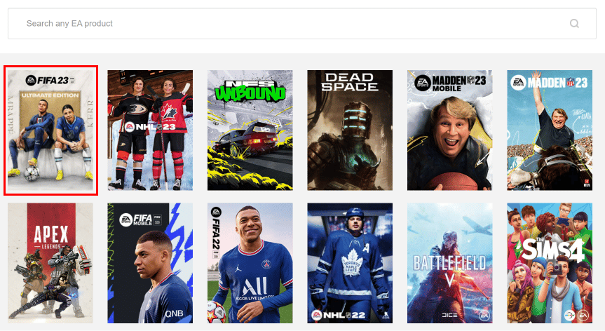 Нажмите на игру EA по вашему выбору.