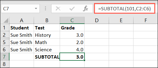 Funkcja SUBTOTAL z wyłączeniem ukrytych wierszy