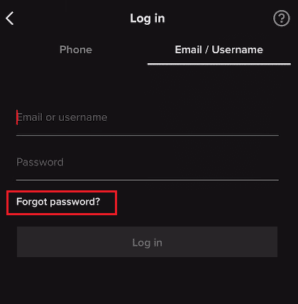 Tocca Password dimenticata