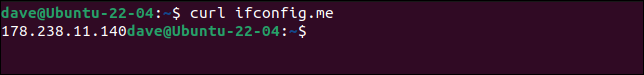 Obtener una dirección IP externa mediante la acción predeterminada del sitio web ifconfig.me