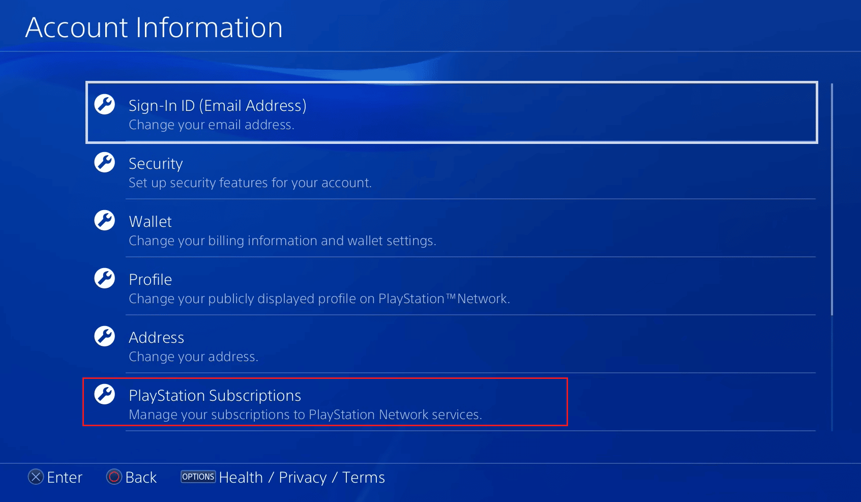 Wählen Sie die Option Playstation-Abonnements | Erhalte eine Rückerstattung bei EA Play