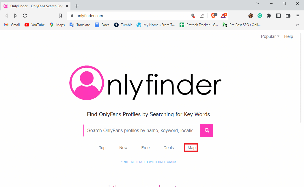 マップ オプションをクリックします。ユーザー名なしでOnlyFansで誰かを見つける方法