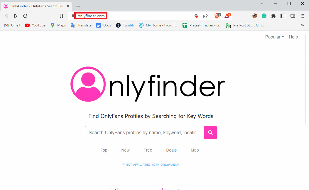 Ouvrez votre navigateur Web et visitez l'outil Onlyfinder | Comment trouver quelqu'un sur OnlyFans sans nom d'utilisateur