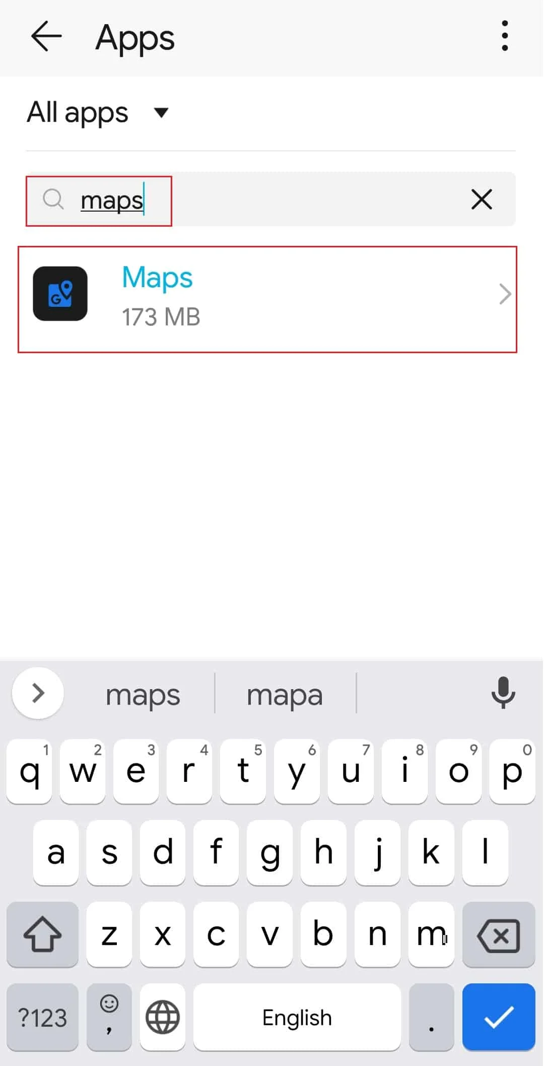 wyszukiwanie w mapach google w ustawieniach aplikacji na Androida