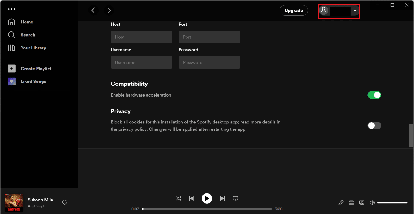 Spotifyアプリのプロフィールアイコン