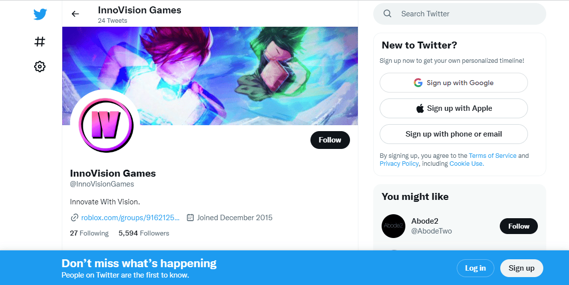 ตัวจัดการ Twitter ของ InnoVision Games