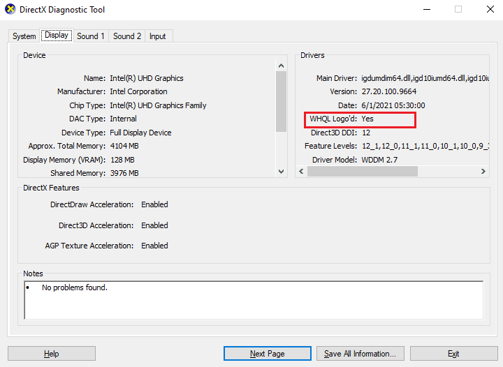 Pastikan Periksa kotak tanda tangan digital WHQL dicentang di tab Sistem dan di semua tab. Perbaiki Cult of the Lamb Terus Membeku atau Menghancurkan di PC