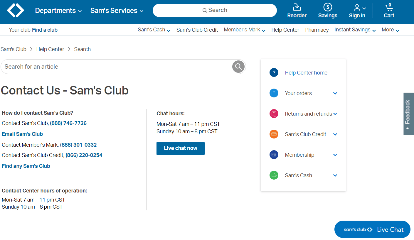 contacter Sam's Club | Comment changer l'adhésion au My Sam's Club