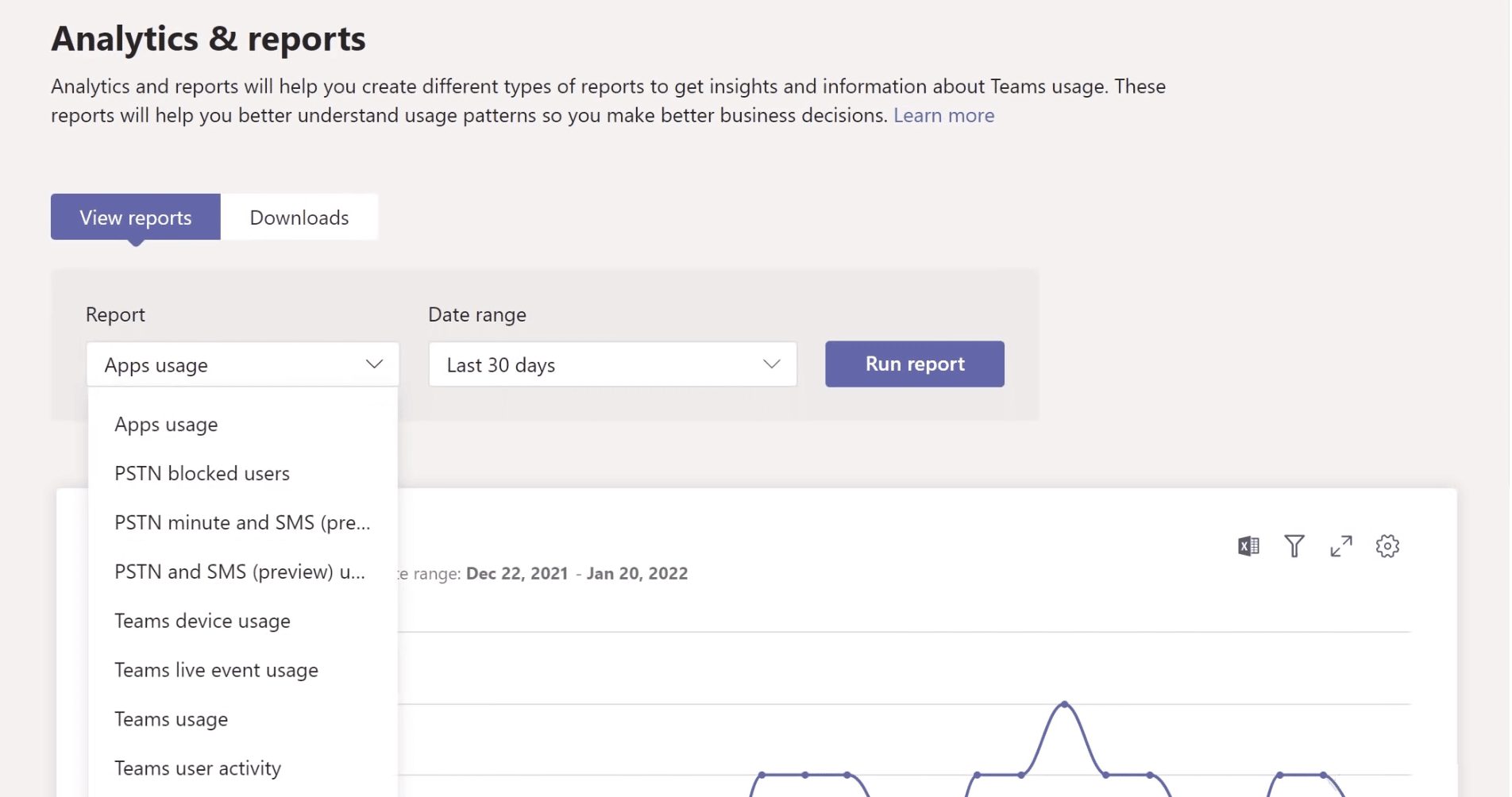 Microsoft Teams 分析和报告