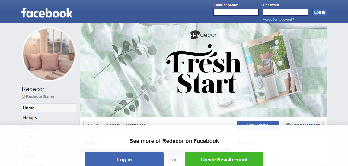 หน้า Facebook ของ Redecor