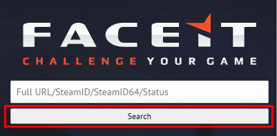 輸入您的 Steam ID 並單擊“搜索”按鈕以查找您的 faceit 帳戶。