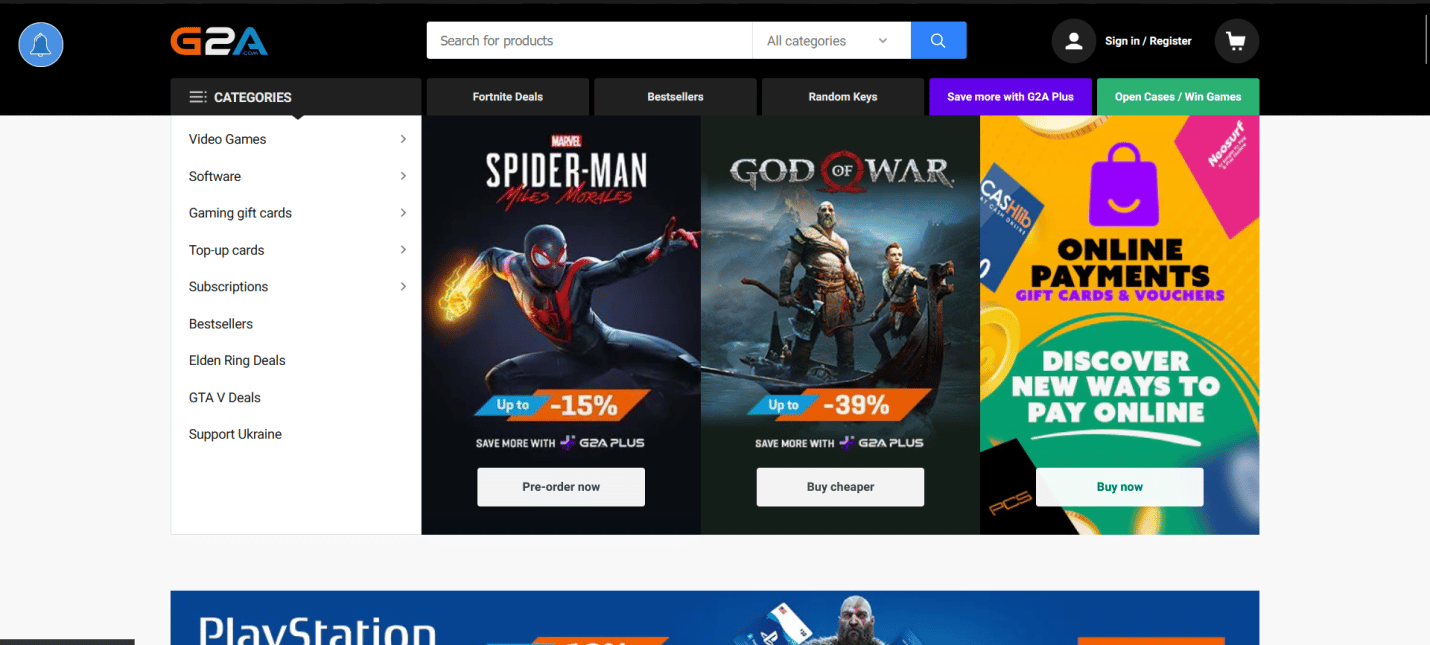 G2A ウェブサイト