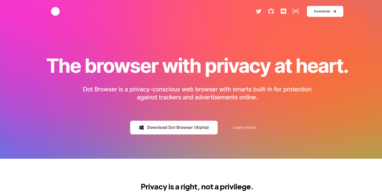 Sito ufficiale di Dot Browser