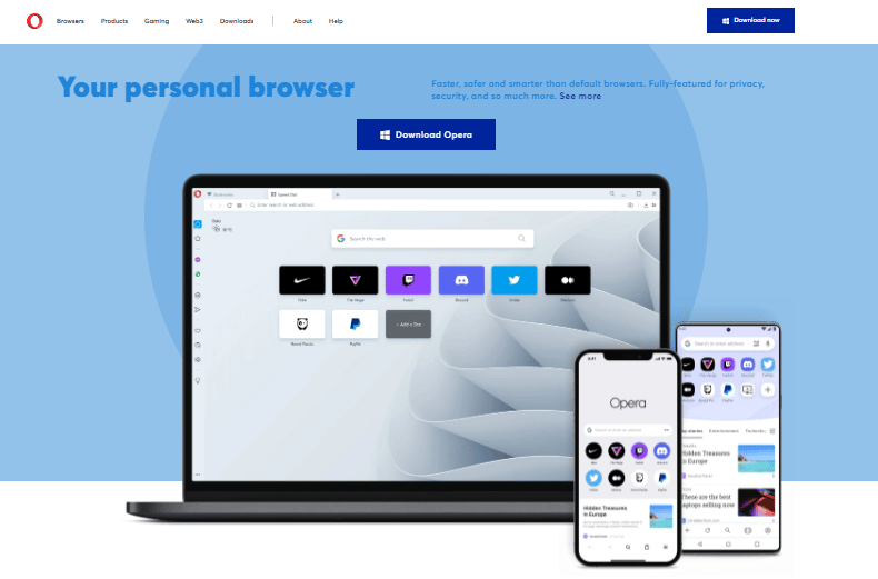 Situs web resmi Opera Browser