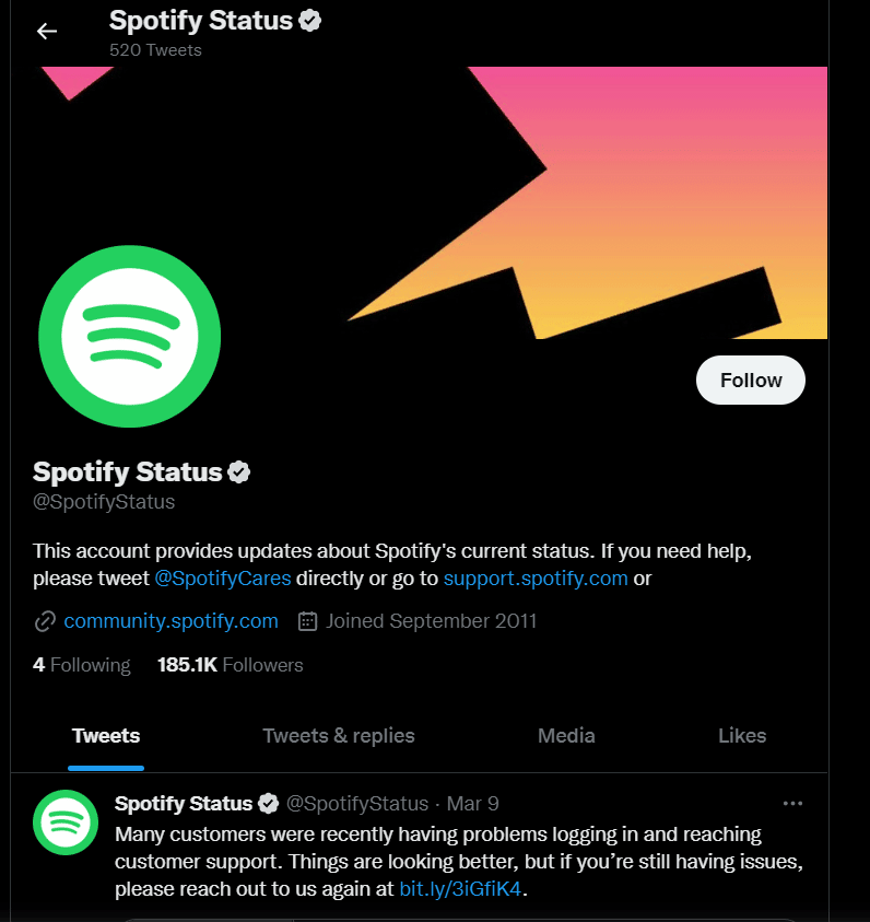 compte twitter de statut spotify. 10 façons de corriger l'erreur Spotify Impossible de se connecter