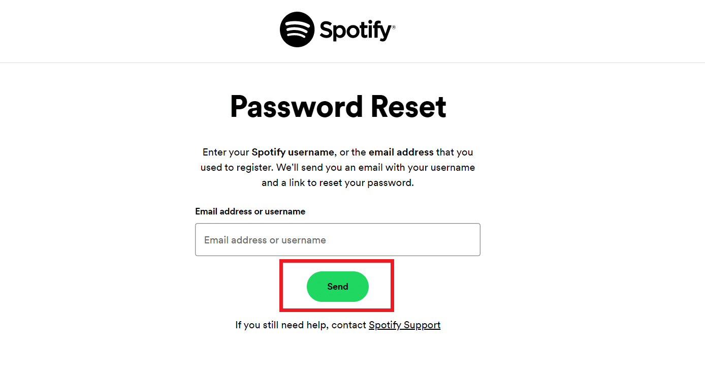 resetați parola spotify