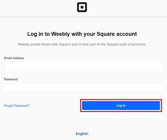 Inserisci il tuo indirizzo e-mail e la password e fai clic sul pulsante Accedi per accedere al tuo account weebly. | Come eliminare il sito Web Weebly