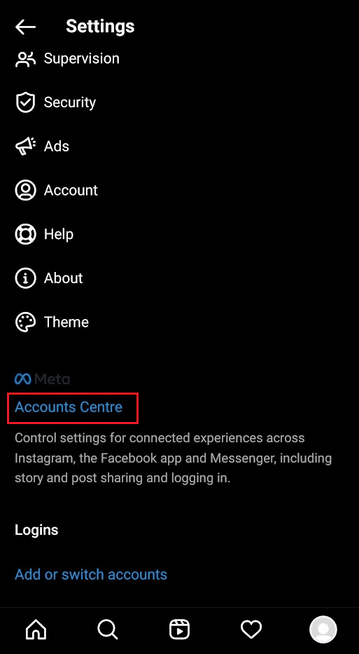 Atingeți Centrul de conturi | Cum să faci Instagram privat