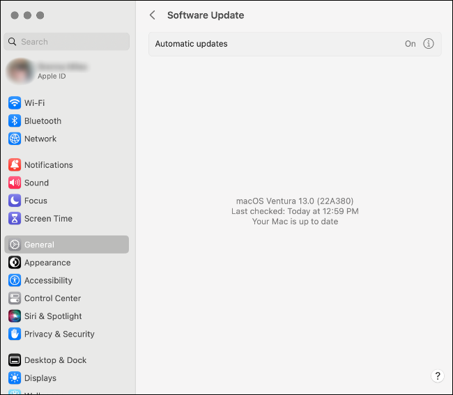 Software-Update-Bildschirm auf dem Mac