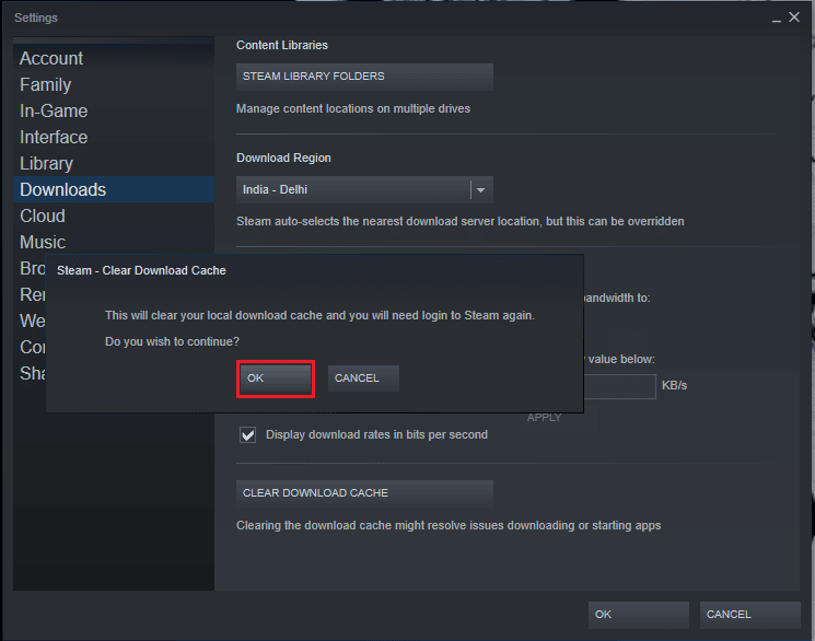 ปุ่มตกลงบนแอป Steam แก้ไขข้อผิดพลาด Steam ของผู้ใช้ Steam บน Garry's Mod