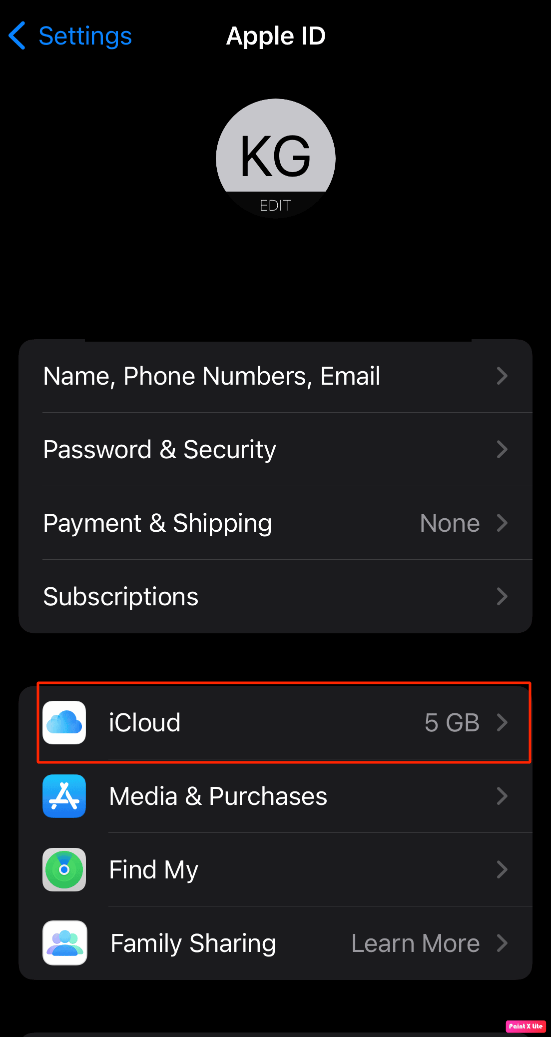 انقر فوق أيقونة icloud