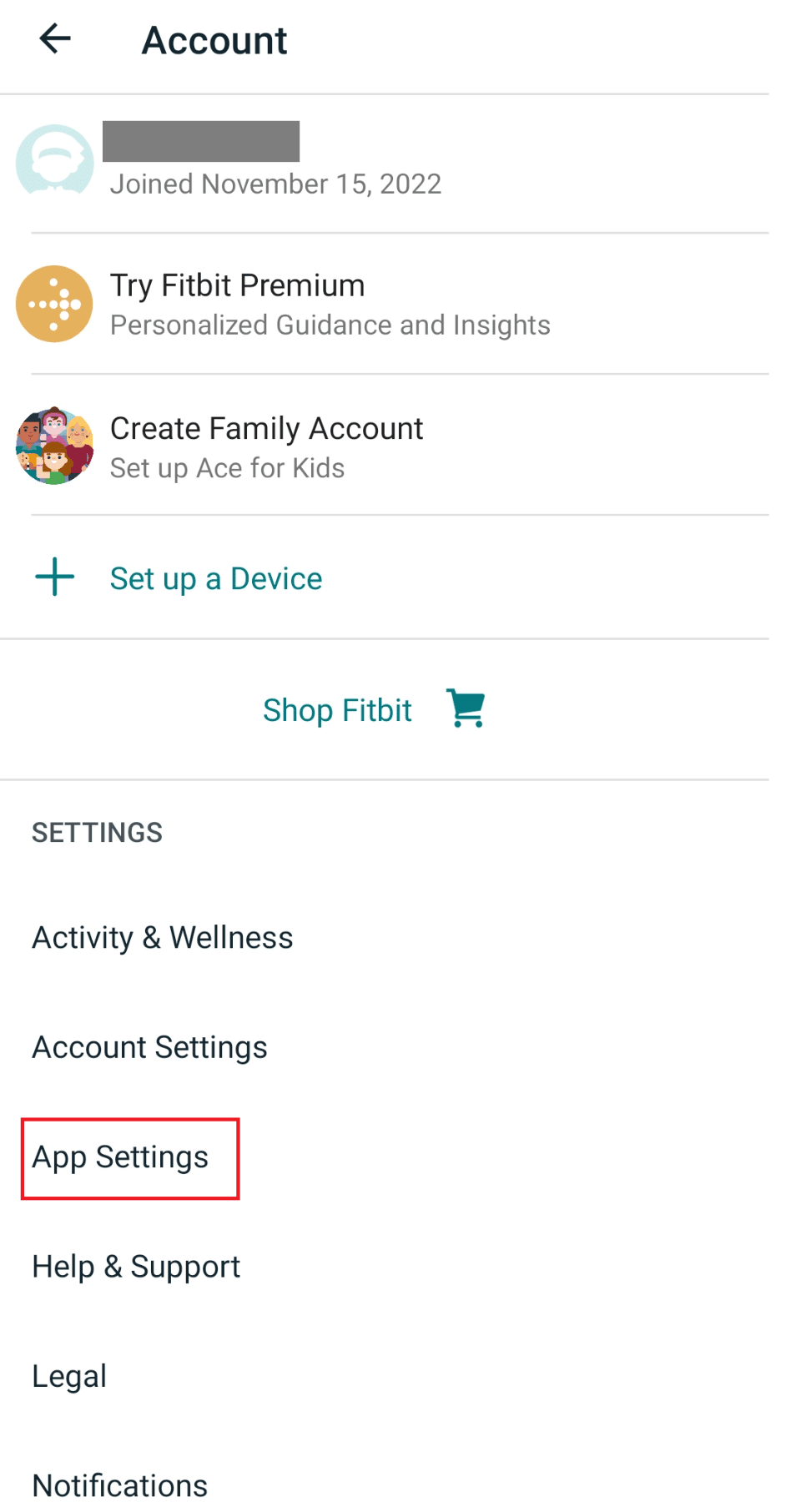 Impostazioni dell'app Fitbit