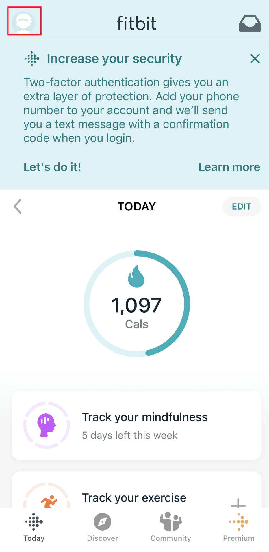 Fitbit iOS 프로필 사진