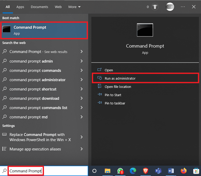 เปิด Command Prompt ในฐานะผู้ดูแลระบบ แก้ไขปัญหาในเว็บเซิร์ฟเวอร์ต้นทางและไม่สามารถเข้าถึงได้