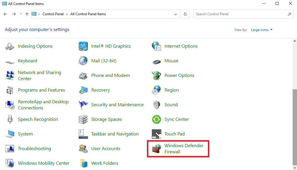 individuare e fare clic su Windows Defender Firewall. 11 modi per correggere il codice di errore 523 su Roblox