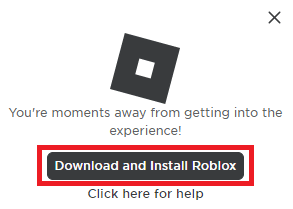 [ダウンロードしてRobloxをインストール]ボタンをクリックして、公式のRobloxアプリケーションをインストールします