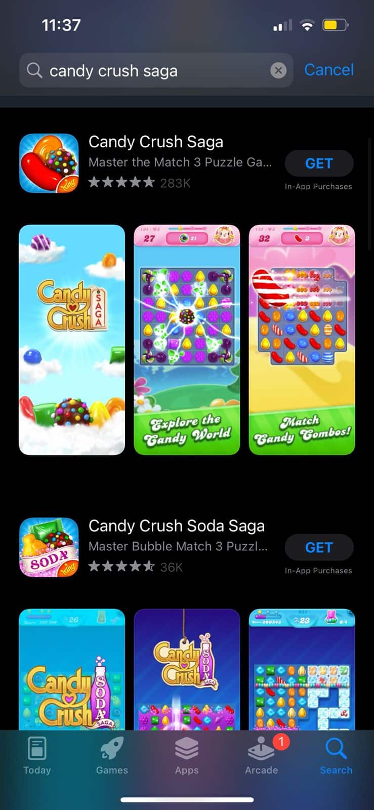 Candy Crush Saga na loja de aplicativos