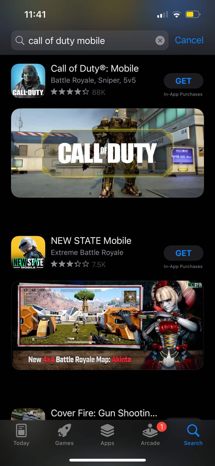 Call of Duty Mobile na loja de aplicativos