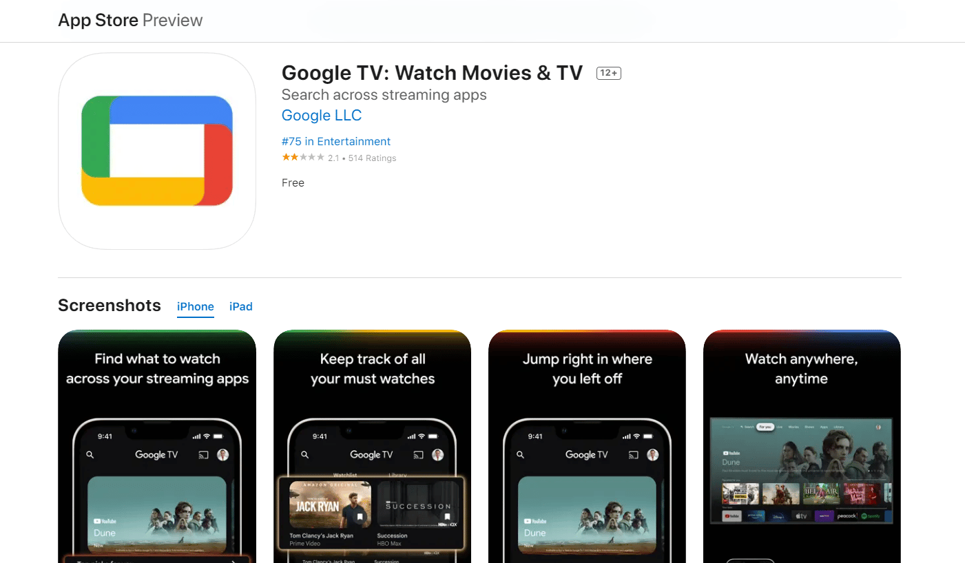 Google TV App Store | Giochi di Google Play su iPhone