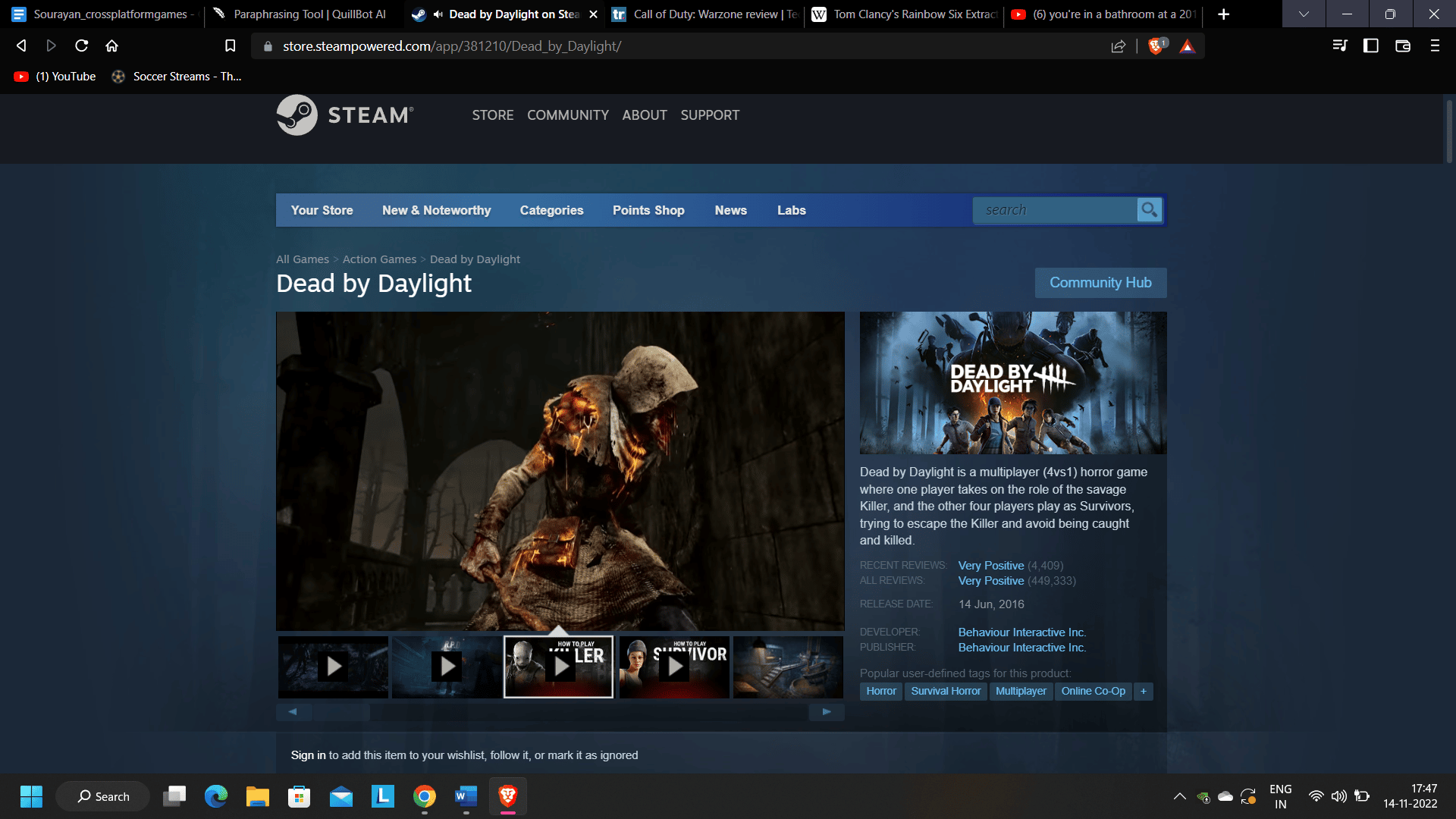 Dead by Daylight auf Steam | Was sind die besten kostenlosen plattformübergreifenden Spiele?