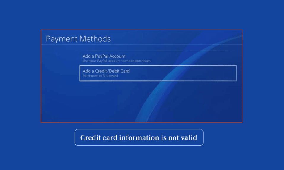 Por que o PS4 diz que as informações do cartão de crédito não são válidas?