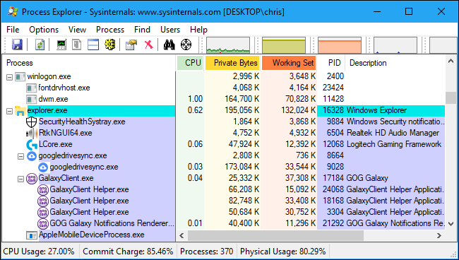 Process Explorer, Microsoft's powerful and free Task Manager alternative