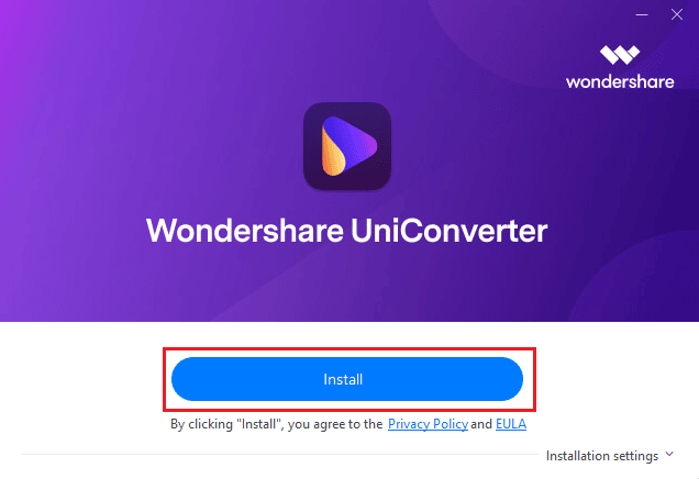 Tippen Sie auf Wondershare UniConverter installieren