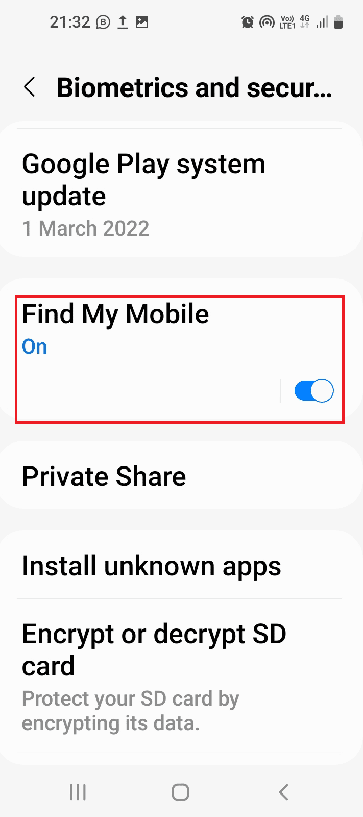 Schalten Sie die Find My Mobile-Einstellung ein. So verfolgen Sie jemanden auf Google Maps, ohne dass er es weiß