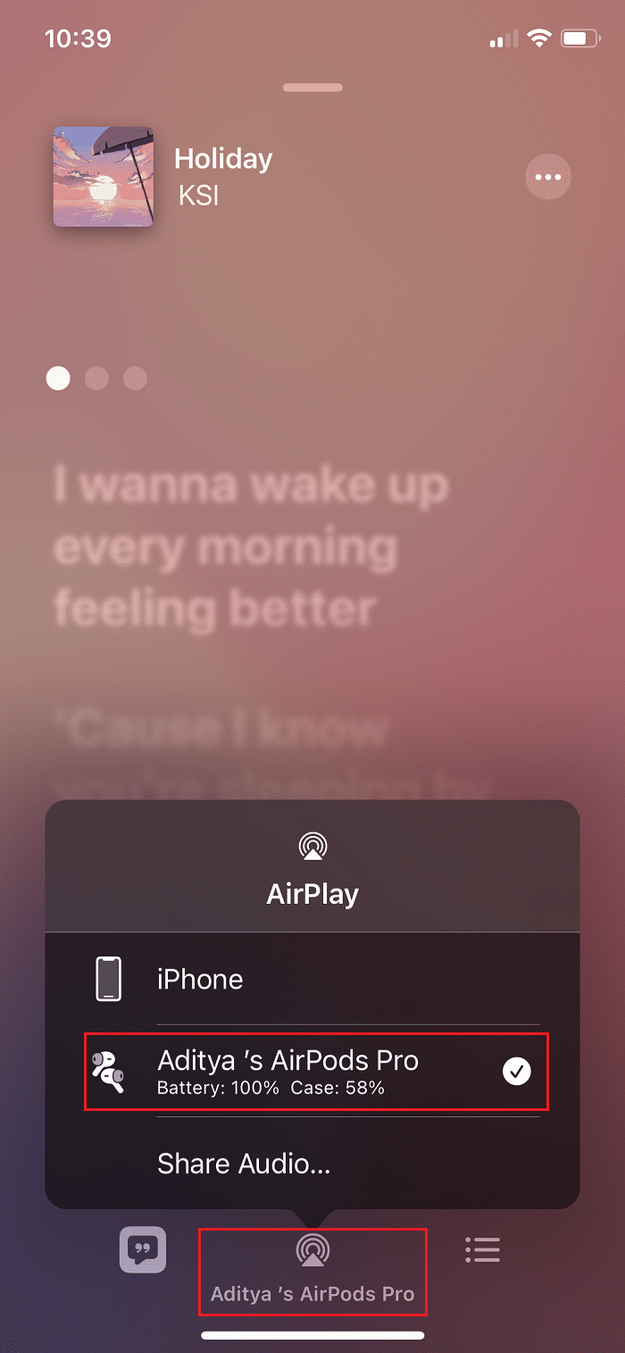 Choisissez l'appareil compatible AirPlay dans la liste que vous souhaitez connecter